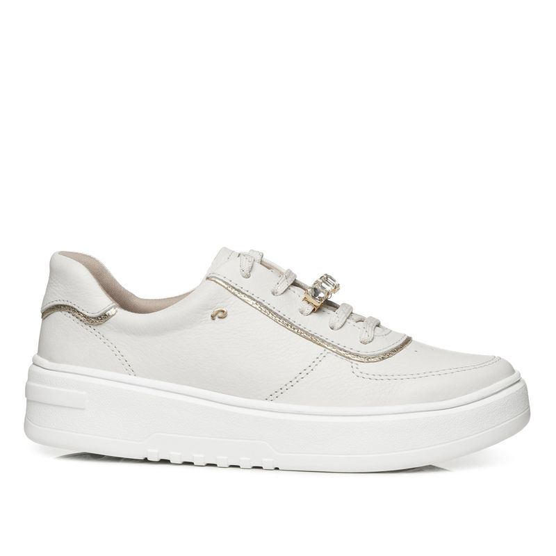 Tênis Pegada Feminino em Couro Milk 213107-03